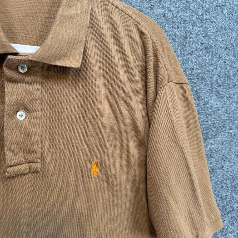 Polo Ralph Lauren Polo Shirt Mens XXL Brown Tan Pony Logo Short Sleeve Pique